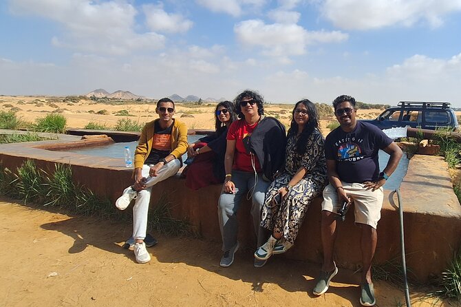 All inclusive Private Overnight Camping in White and Black desert - Day 1 Black Desert, bedouin spring swim, crystals, and sandboarding