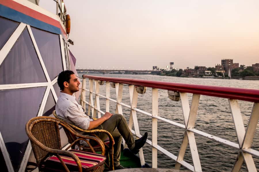 Cairo: Nile Sunset Dinner Cruise, Show & Optional Transfer - The boat experience at the Nile Crystal dock