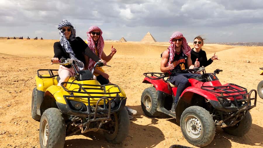 Cairo: Private Quad Bike Desert Tour with Pyramids & Sunset - Private air-conditioned pickup in Cairo or Giza