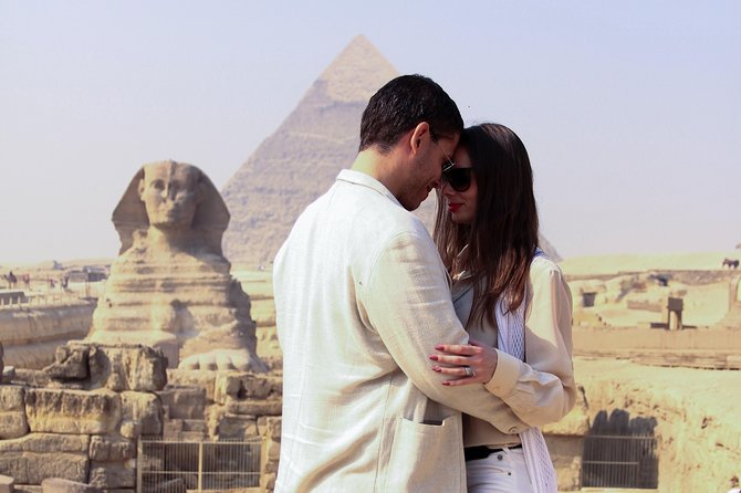 Day Tour to Giza Pyramids Memphis City Dahshur and Saqqara Pyramids - The Sphinx photo moment: where your guide helps you get it right