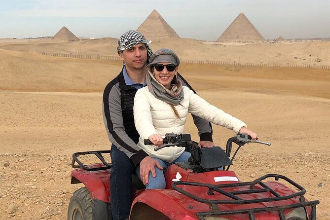 Giza pyramids, Sphinx, ATV bike, Lunch,Camel ride, Dinner cruise& shopping tour - Camel ride and ATV at sunset: fun, safety, and how to keep control