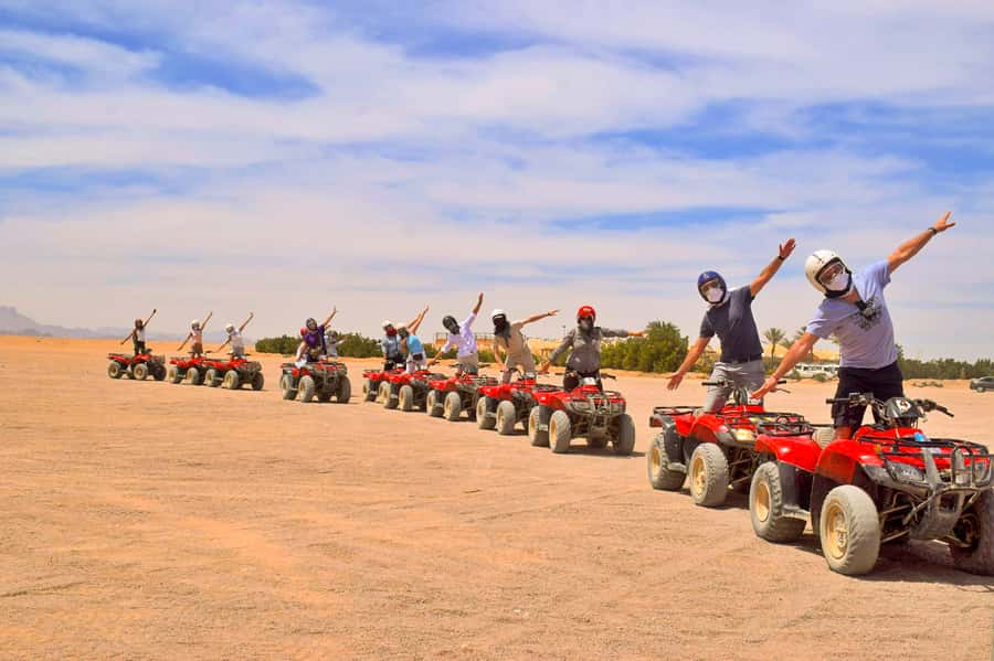 Hurghada: Desert Quad, Bedouin Village, and Camel Ride Tour - Bedouin village stop: camel ride, tea, and real desert culture contact