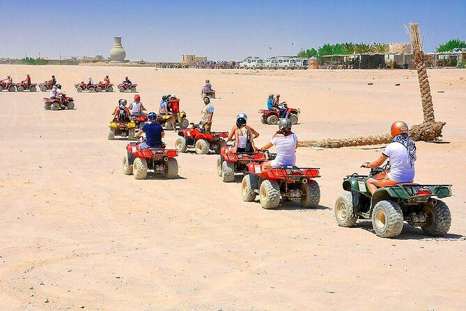Hurghada Desert Safari Experience, ATV Quad, Camel Ride & Dinner - The Bedouin Village Stop, Tea, Flatbread, and Camels