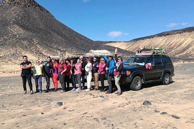 Overnight camping black and white desert. - The Bedouin village stop and the cold spring swim