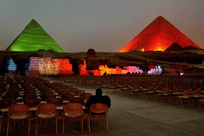 Sound and light show with Dinner with Pyramids view Roof Top Restaurant - The rooftop dinner stop: views, food, and noise