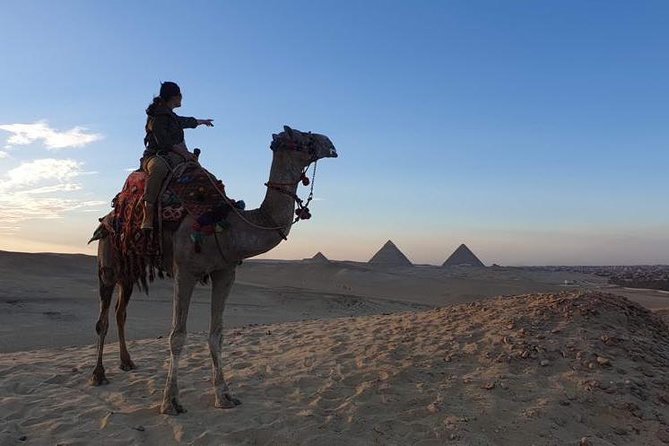 sunset at Giza pyramids by camels - Sunset Camel Ride at the Pyramids: The real vibe