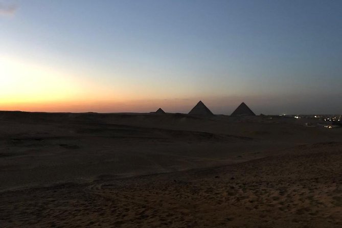 sunset at Giza pyramids by camels - Bedouin tea and bottled water: the break that makes it feel human
