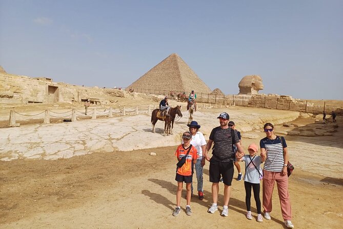 The Giza Pyramids, the Great Sphinx, and Local Lunch. - Panoramic viewpoints with all three pyramids in frame