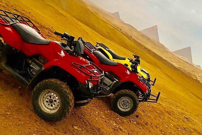 Top rated ATV quad bike at the Desert of Giza Pyramids - Riding ATVs at Giza, with the Pyramids as your horizon
